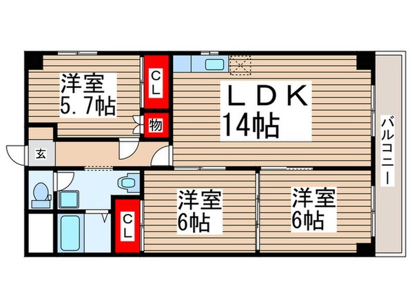 第６千代田マンションの物件間取画像